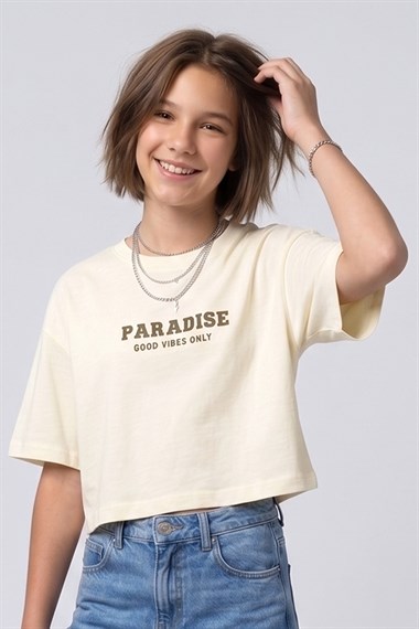 DMB-0812Kız Çocuk Paradise Baskılı Tişört DMB-0812