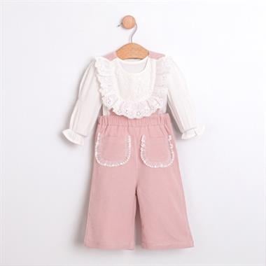 CMN-3754Kız Bebek Gömlekli Pantolonlu Tulum Takımı CMN-3754