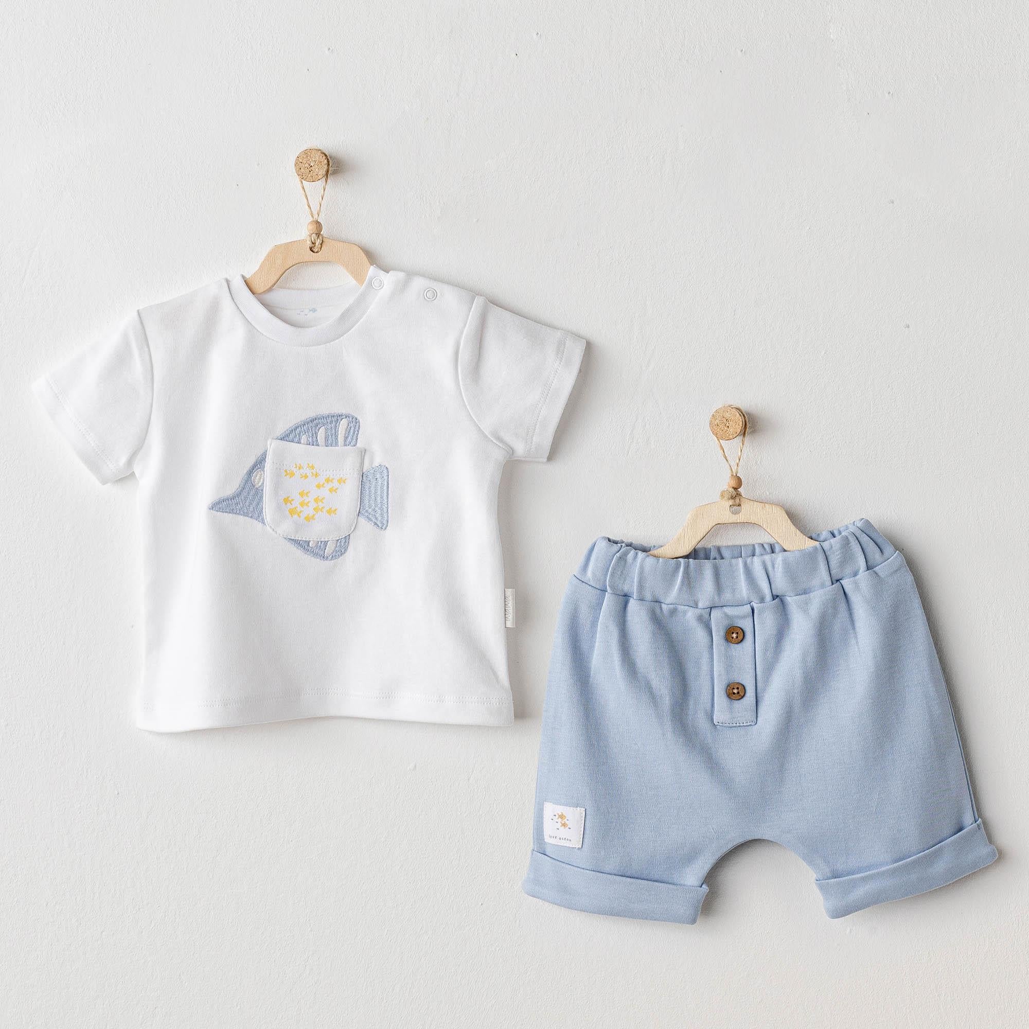 ANW-AC25608Erkek Bebek Takım 2 Parça Set Ocean Is My Happy Place AC25608