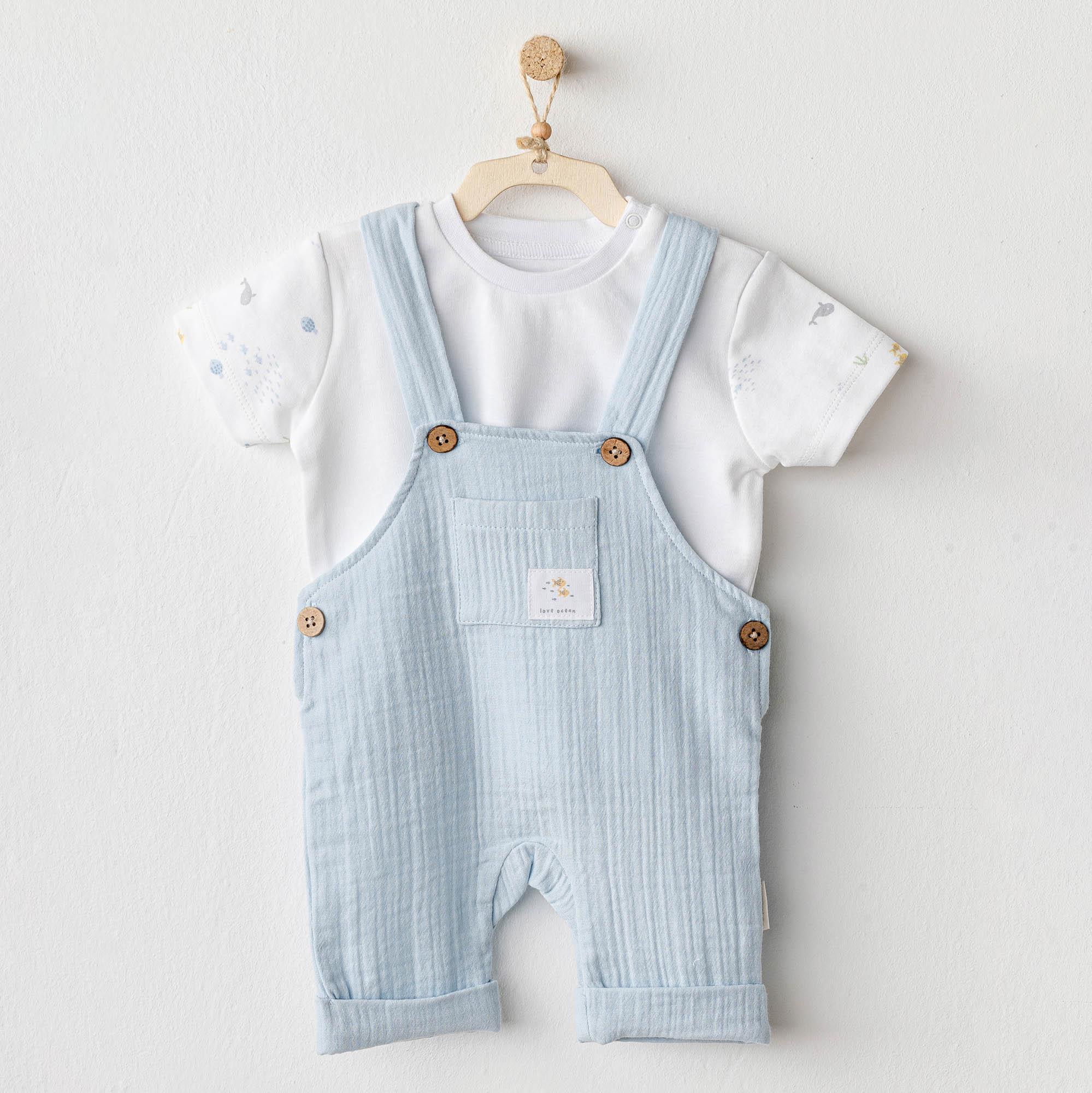 ANW-AC25621Erkek Bebek Salopet Müslin Takım AC25621