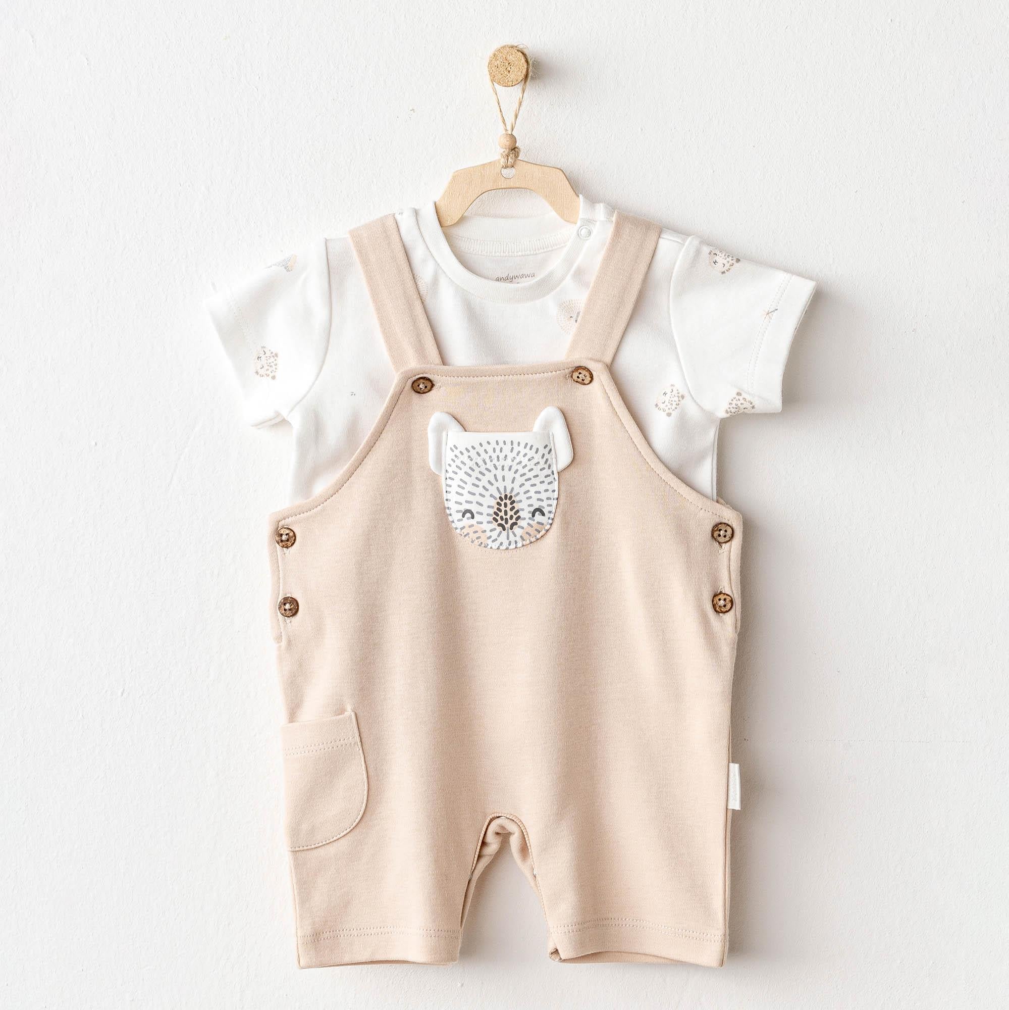 ANW-AC25845Erkek Bebek Salopet Takım Jumpsuit Set Happy Animals AC25845