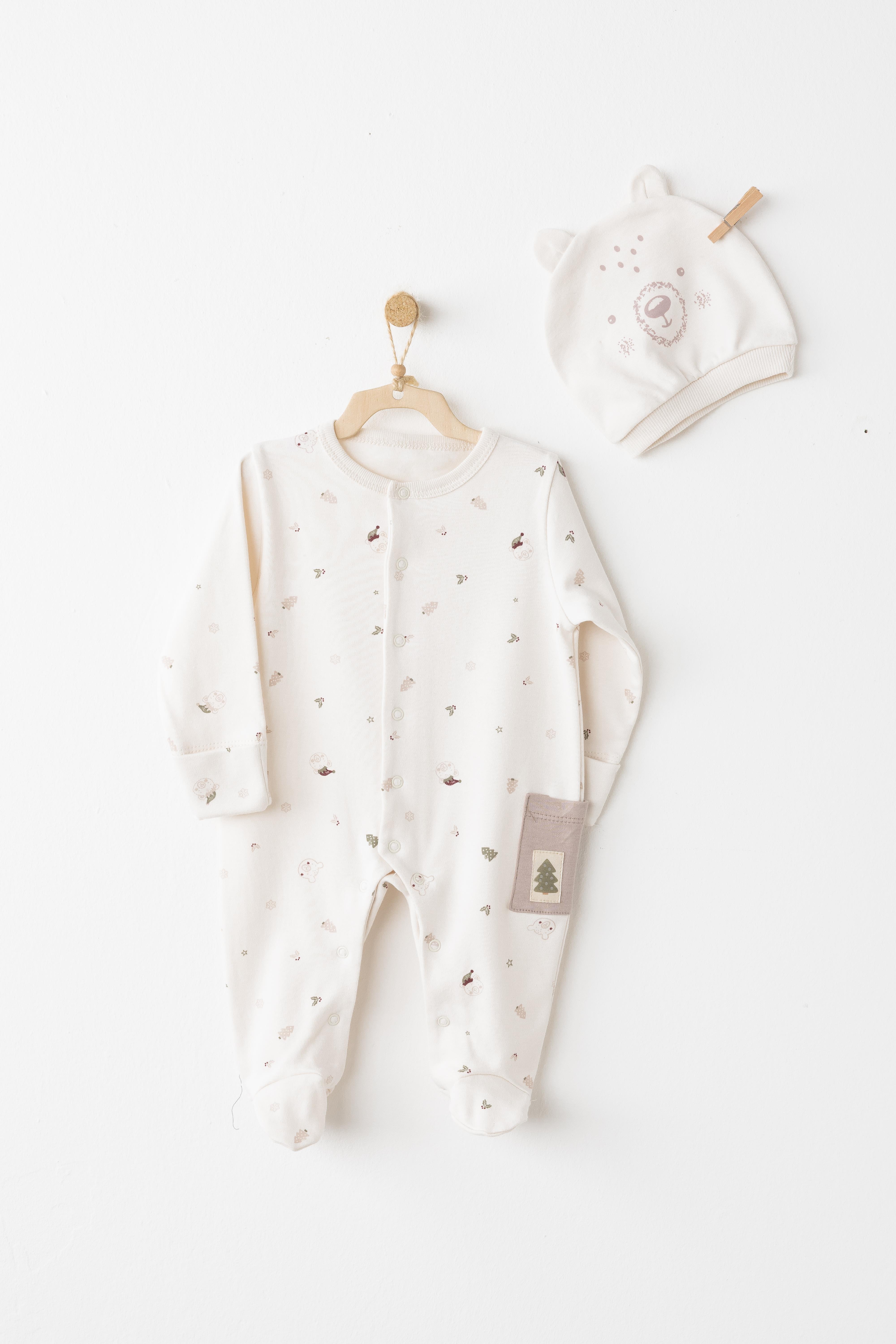 ANW-AC26183Erkek Bebek Tulum Takım Romper Hat Set AC26183