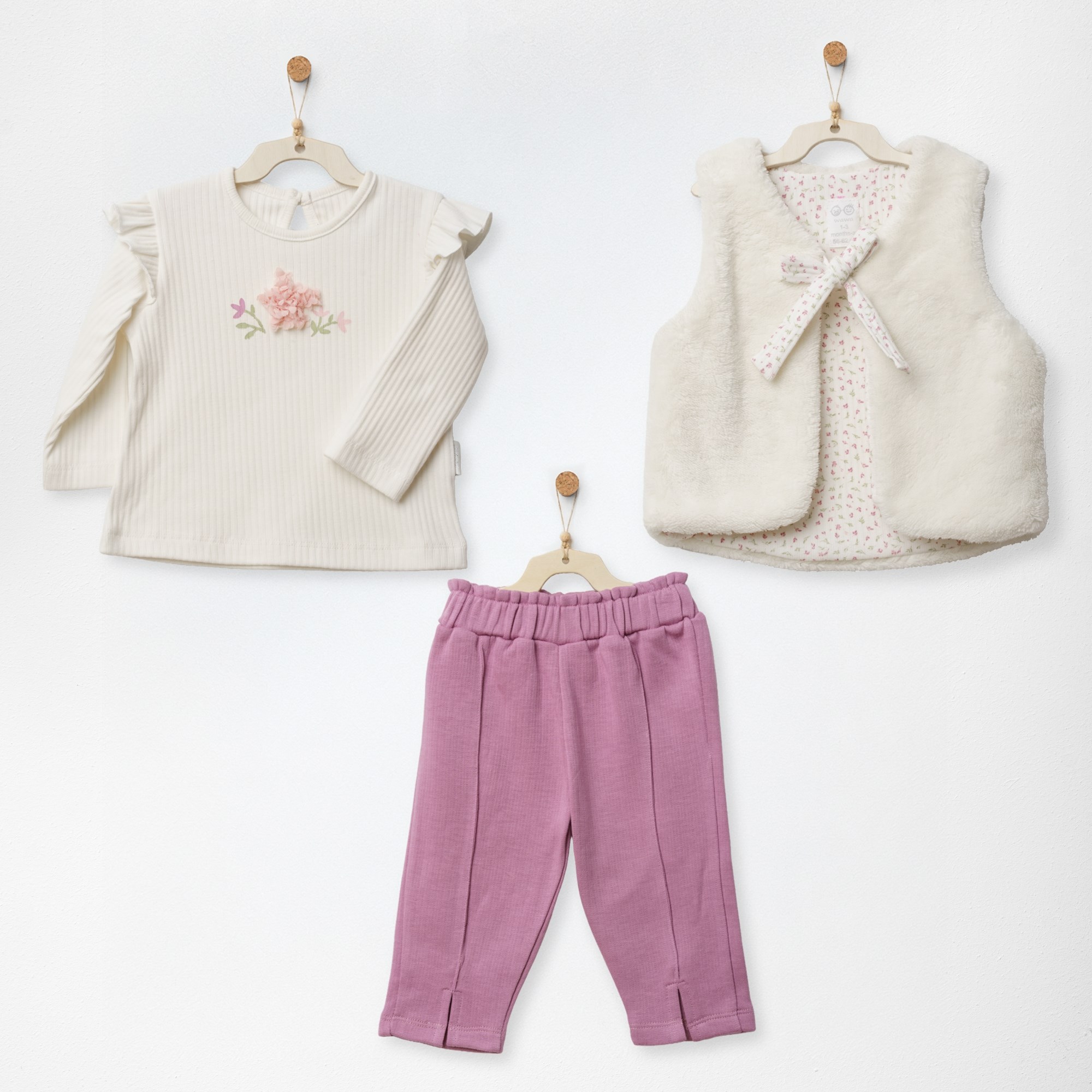 ANW-AC27216Kız Bebek Takım 3 Pcs Set Lıttle And Loved ANW-AC27216