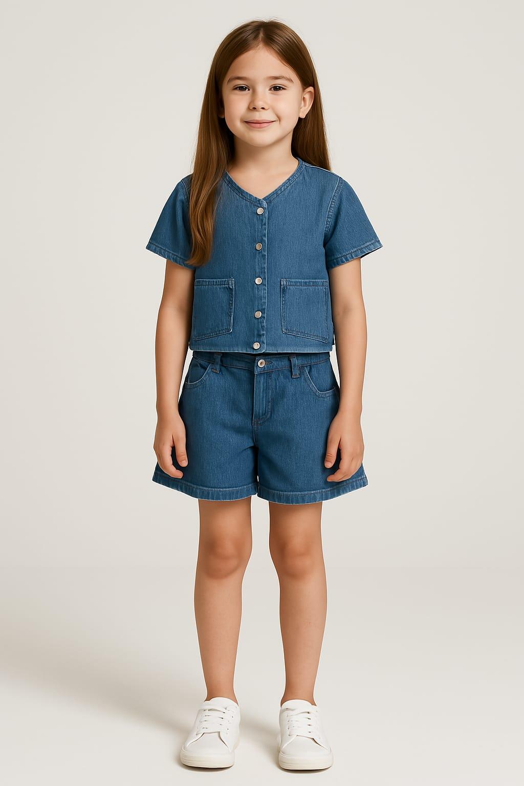 CIC-3500-028Cichlid Kız Çocuk Düğmeli Takım CIC-3500-028