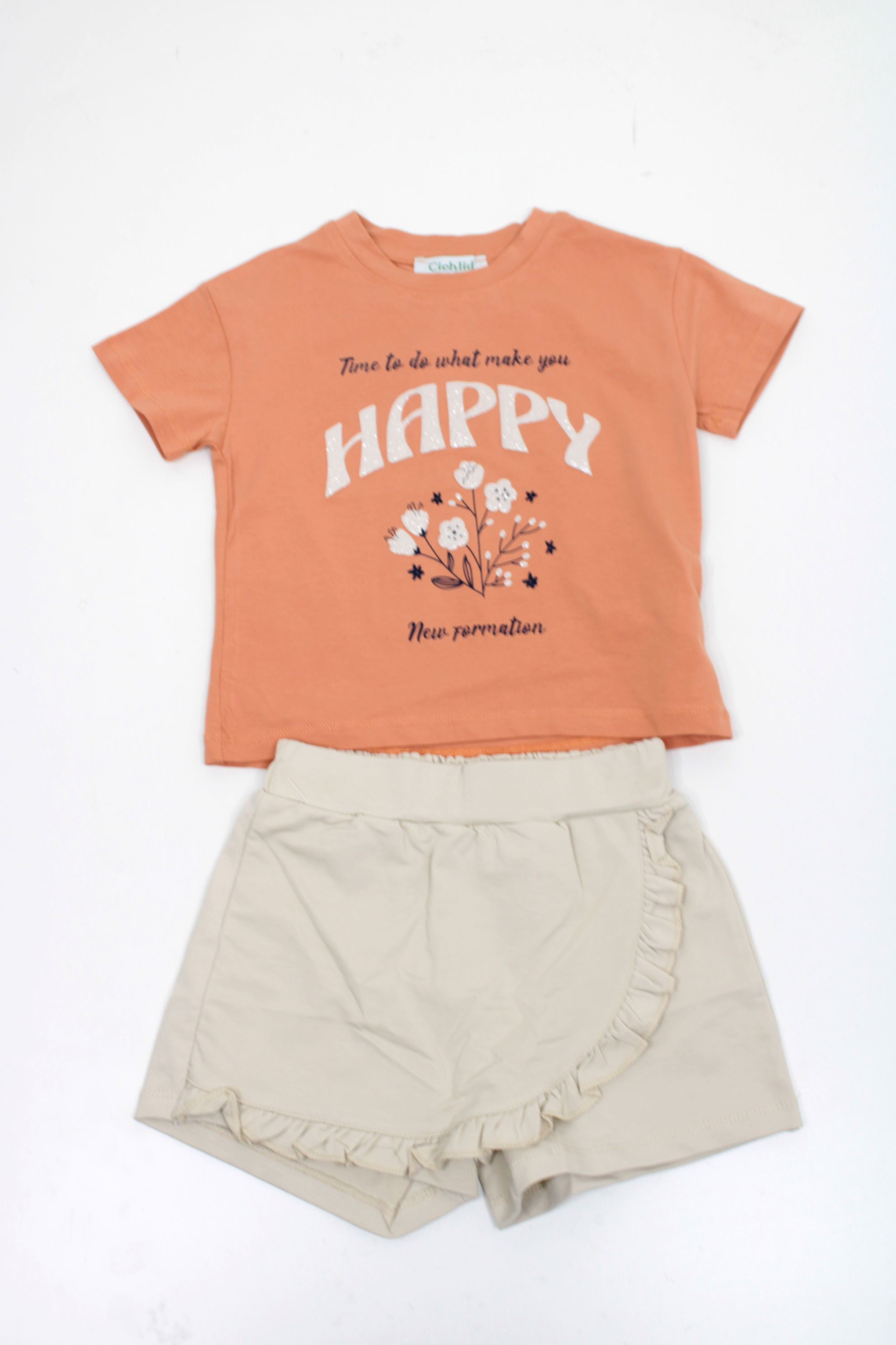 CIC-4100-025Kız Çocuk Şort Etekli Takım