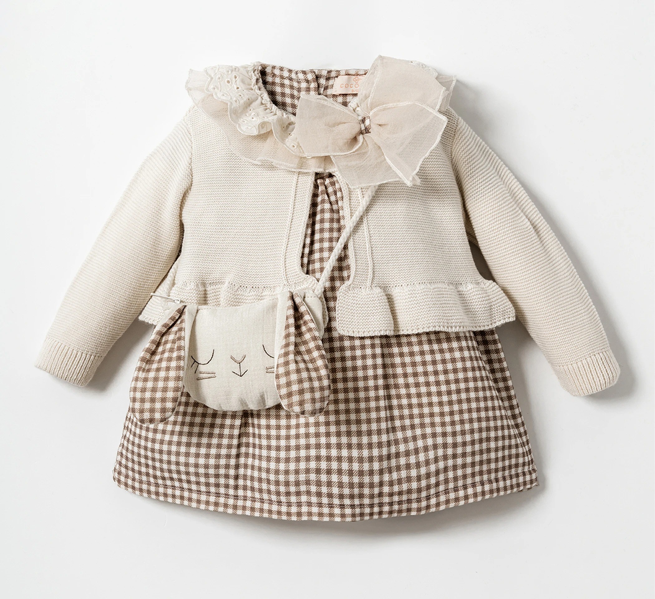 CCS-2701Kız Bebek Pitikare Triko Hırkalı Elbise CCS-2701