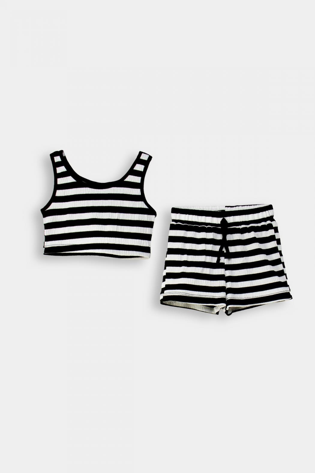 DMB-0717Kız Çocuk Çizgili Crop Takım DMB-0717