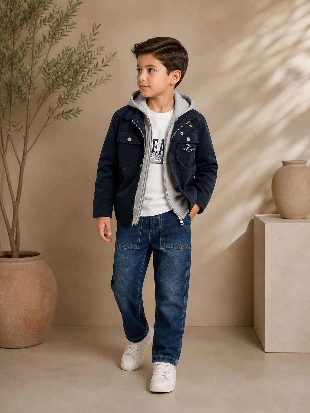 CNZ-3917Erkek Çocuk Ceketli 4'lü Takım CNZ-3917
