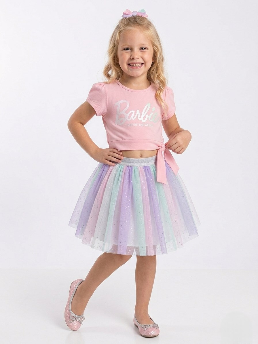NBK-0995Kız Çocuk Barbie Tütü Etekli Takım NBK-0995