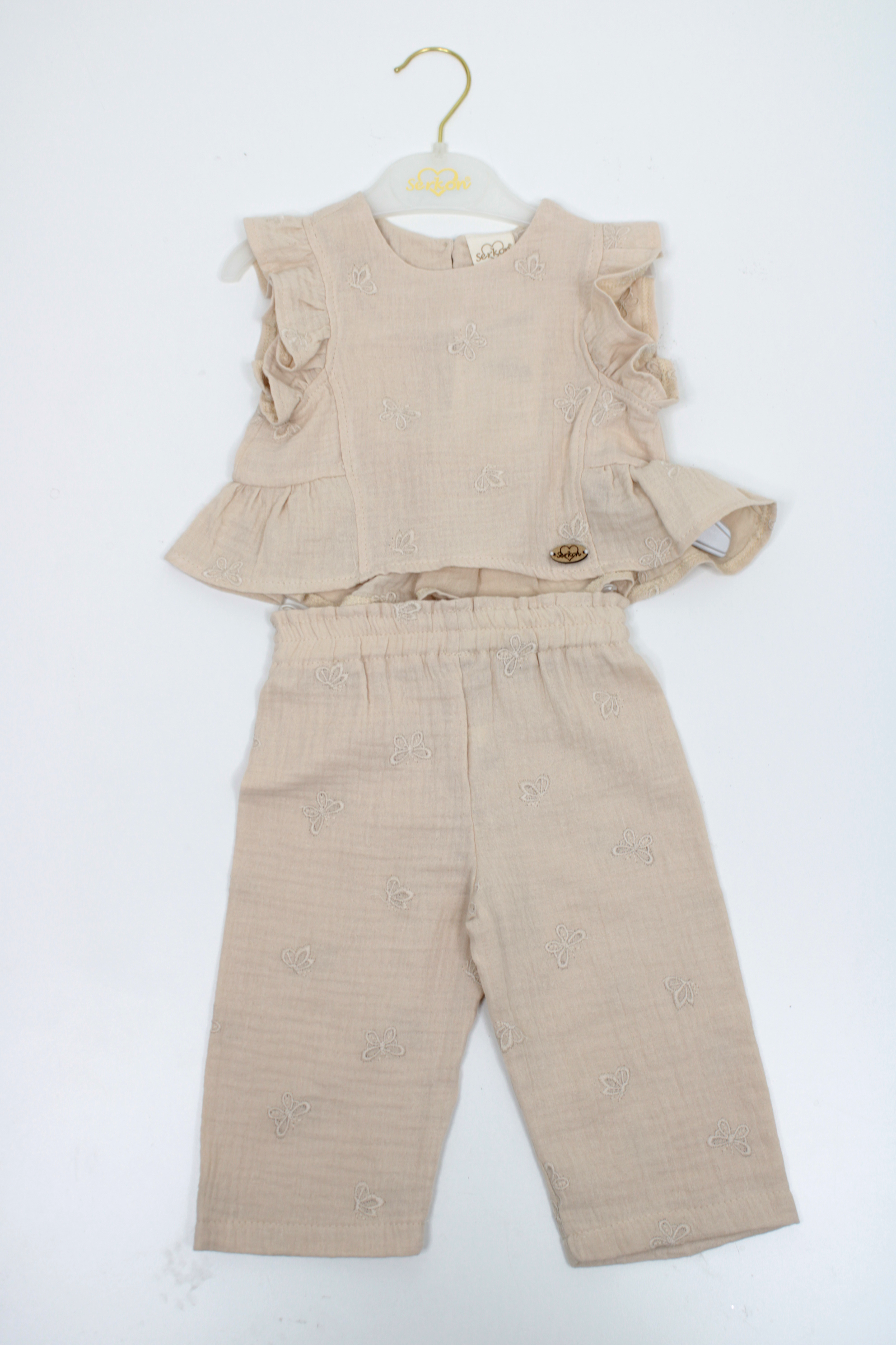 SER-0869Kız Bebek Aylık Nakışlı Müslin Takım 0869