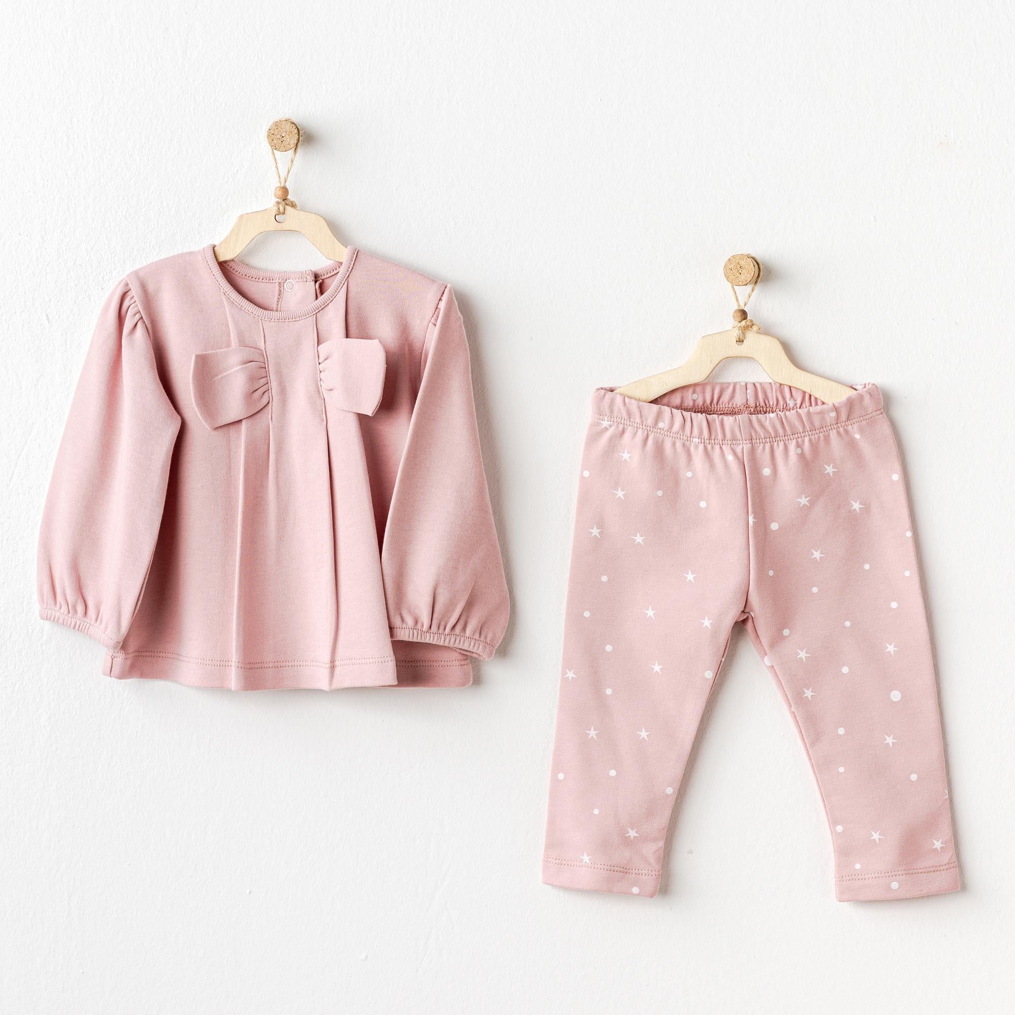ANW-AC25054Kız Bebek Elbise Takım Dress Set Puppy Gazelle AC25054