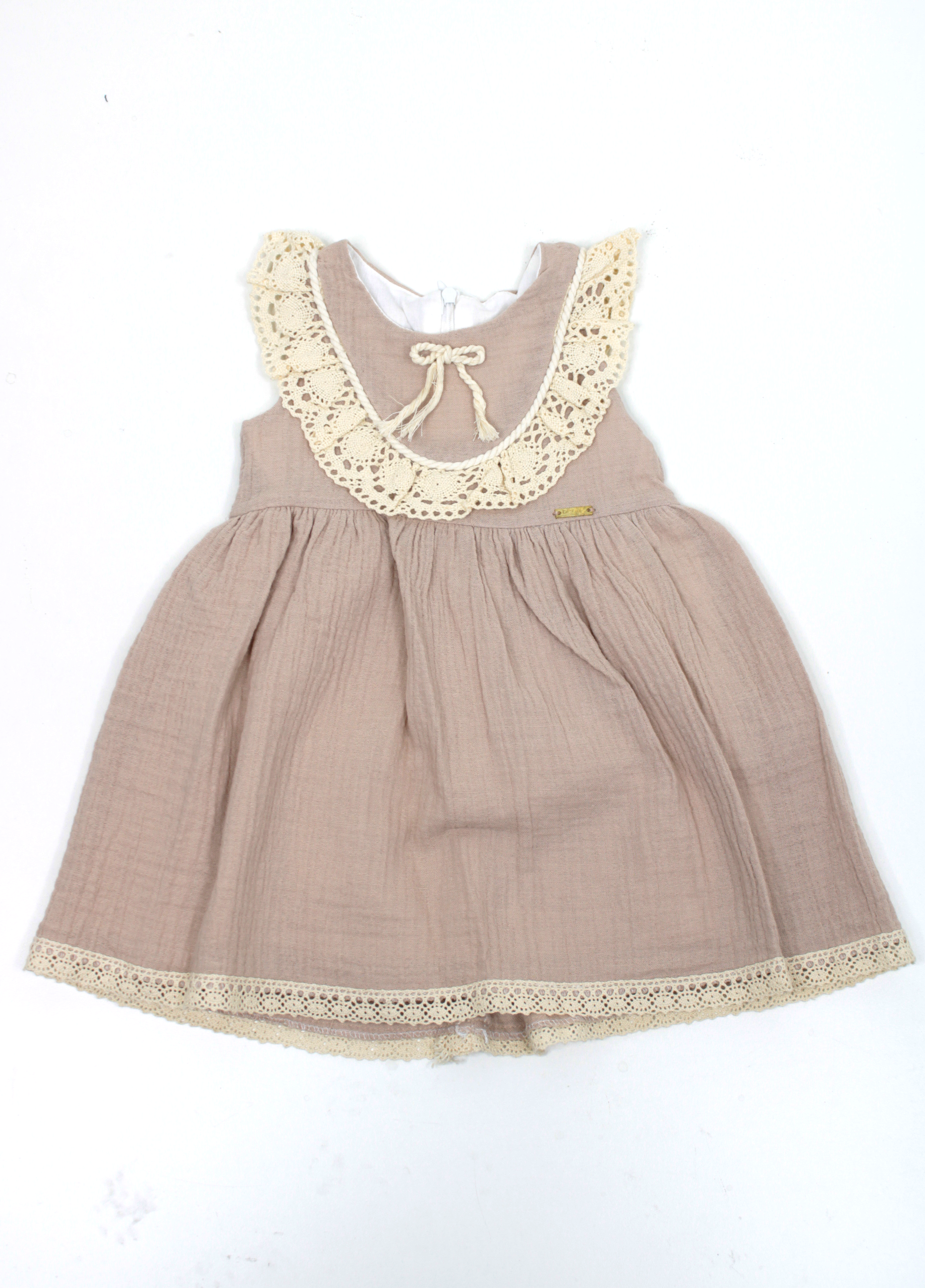 BEB-15683Kız Askılı Dantel Garnili Muslin Elbise 15683