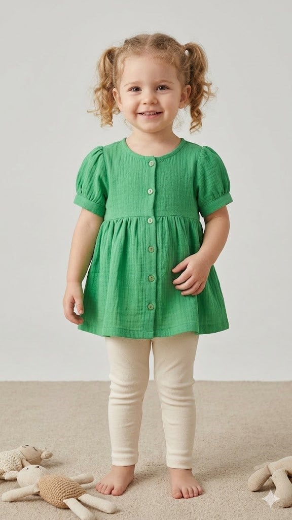 CKB-50547Kız Bebek Düğmeli Elbise CKB-50547