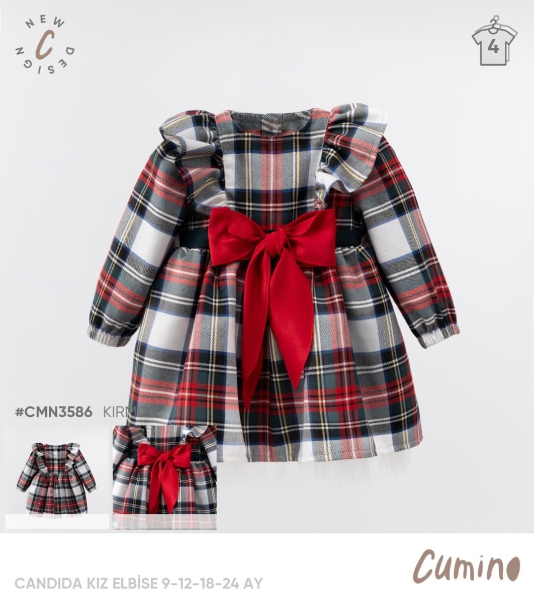 CMN-3586Kız Bebek Eteğinin İçi Tüllü Yılbaşı Elbisesi