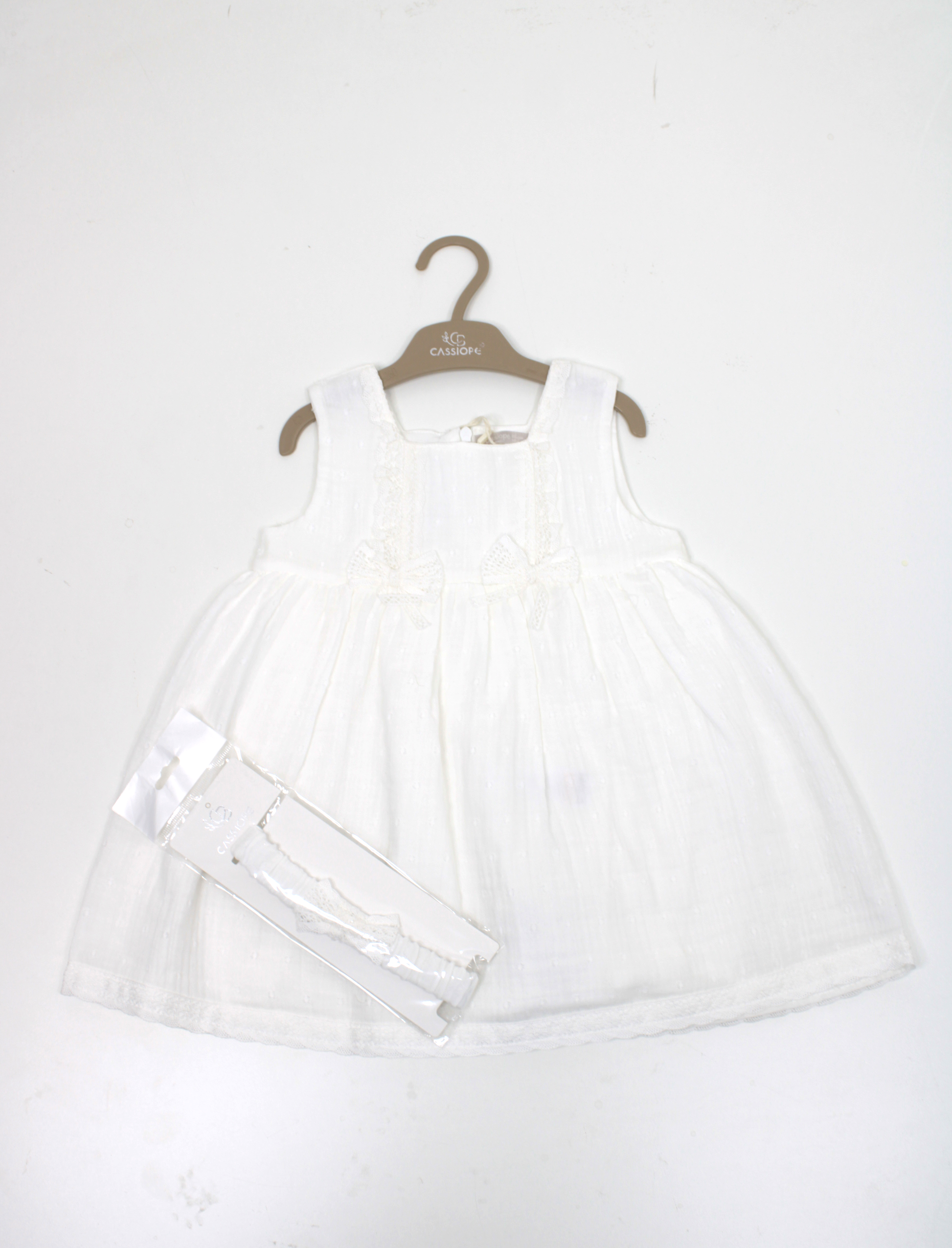 CAS-465292Kız Bebek Bantlı Bayramlık Müslin Elbise