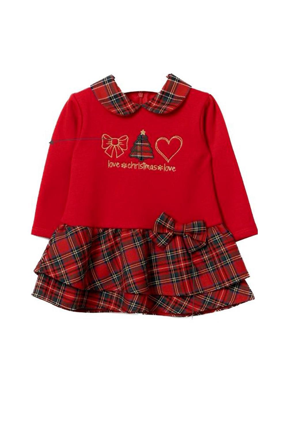NBK-23963Name Baby Kids Kız Bebek Ekoselii Yılbaşı Elbisesi