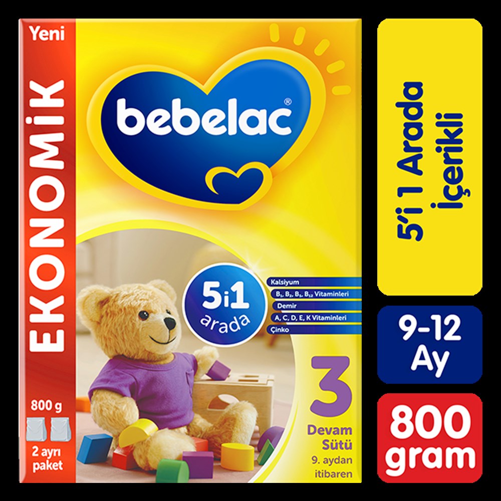 Bebelac 3 Çocuk Devam Sütü 9-12 Ay 800 gr