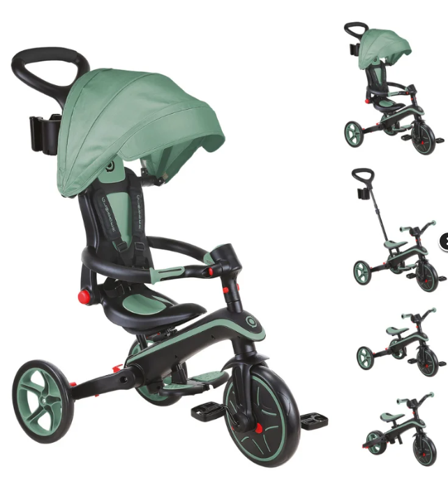 GLO-732-104Globber Exolorer 4 in 1 Trike Katlanabilir Çocuk Bisikleti - Zeytin Yeşili
