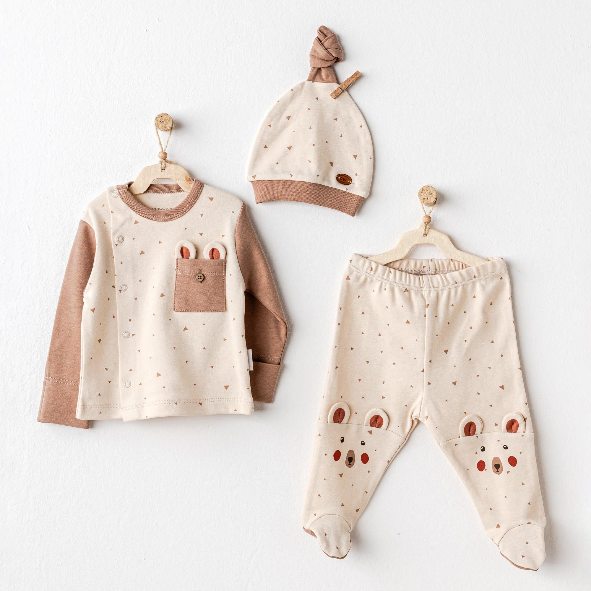 ANW-AC25025Bebek Zıbın Takım 3'lü Side Snap Set Adventurous Bear AC25025