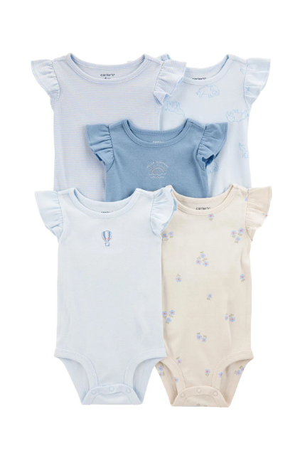 CTR-1S337910Layette Kız Bebek Kısa Kollu Body 5'li Paket 1S337910