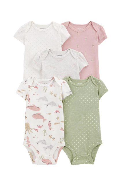 CTR-1S338010Layette Kız Bebek Kısa Kollu Body 5'li Paket 1S338010
