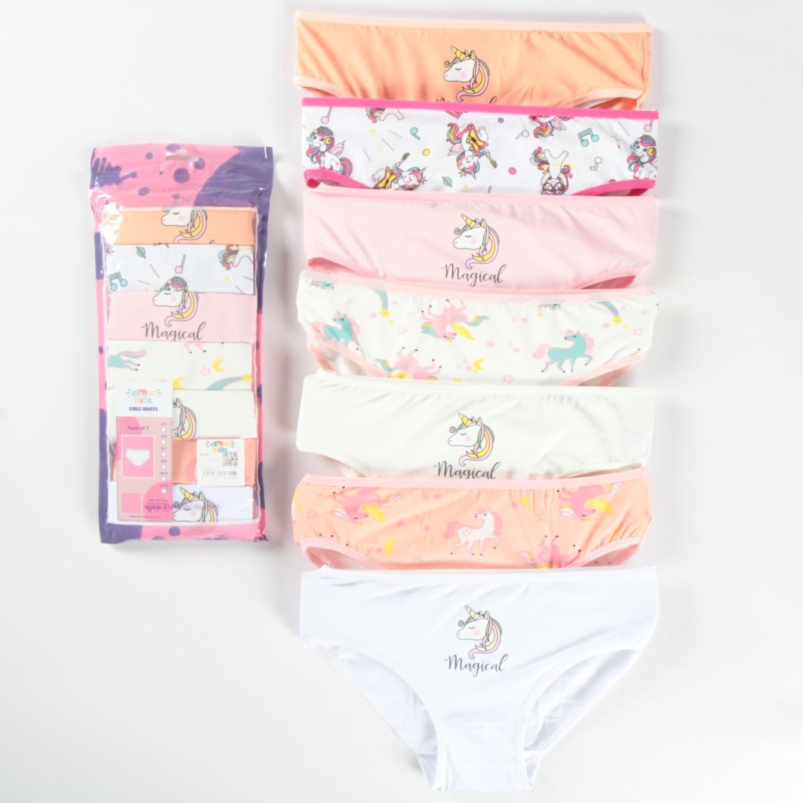 ELM-S-29Kız Çocuk 7'li Slip Külot ELM-S-29