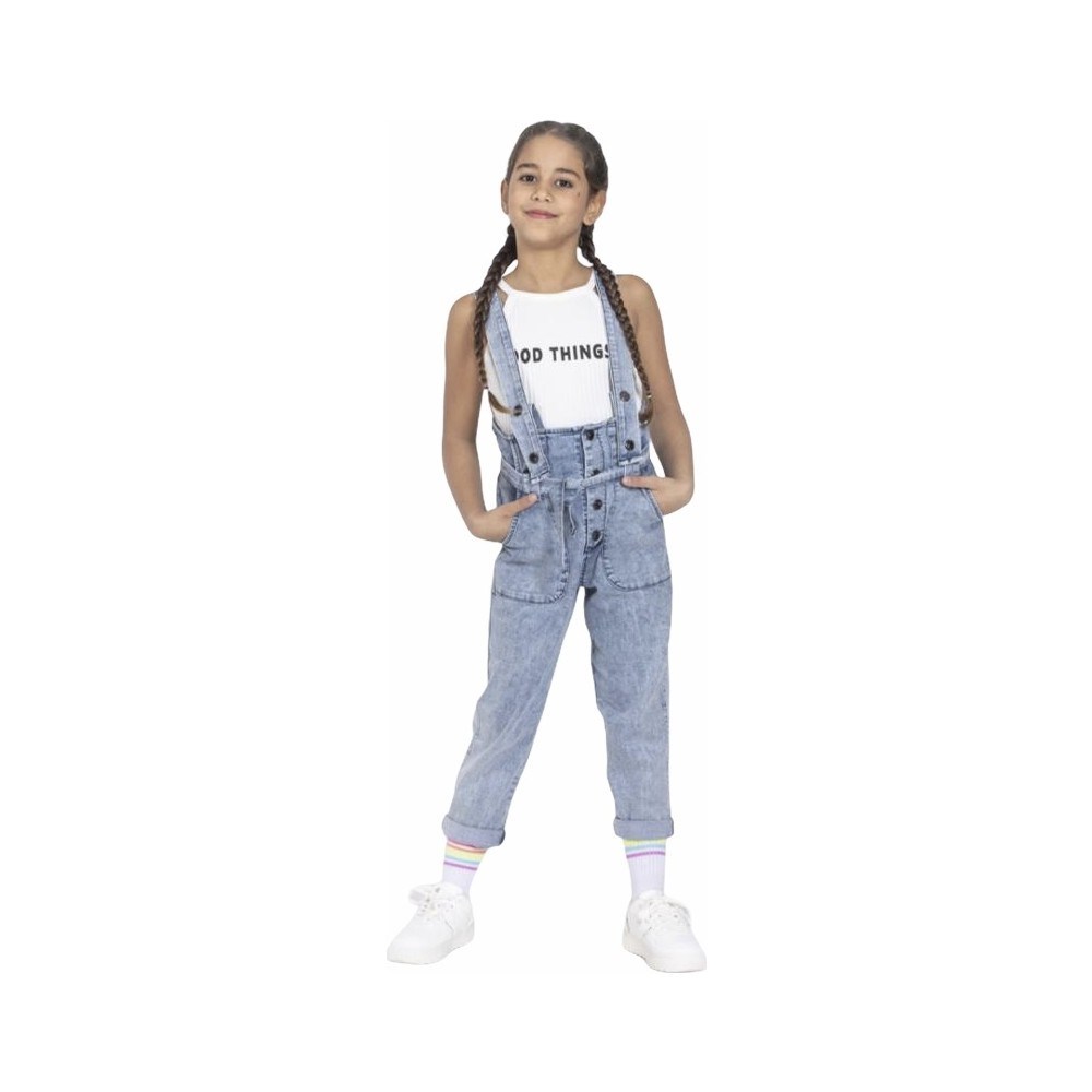 DMB Kids Kız Çocuk Askılı Kot Pantolon
