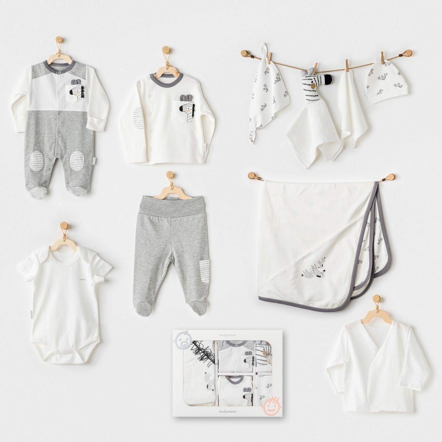 ANW-AC24181Andywawa Newborn Zebra 10'lu Erkek Bebek Hastane Çıkış Seti