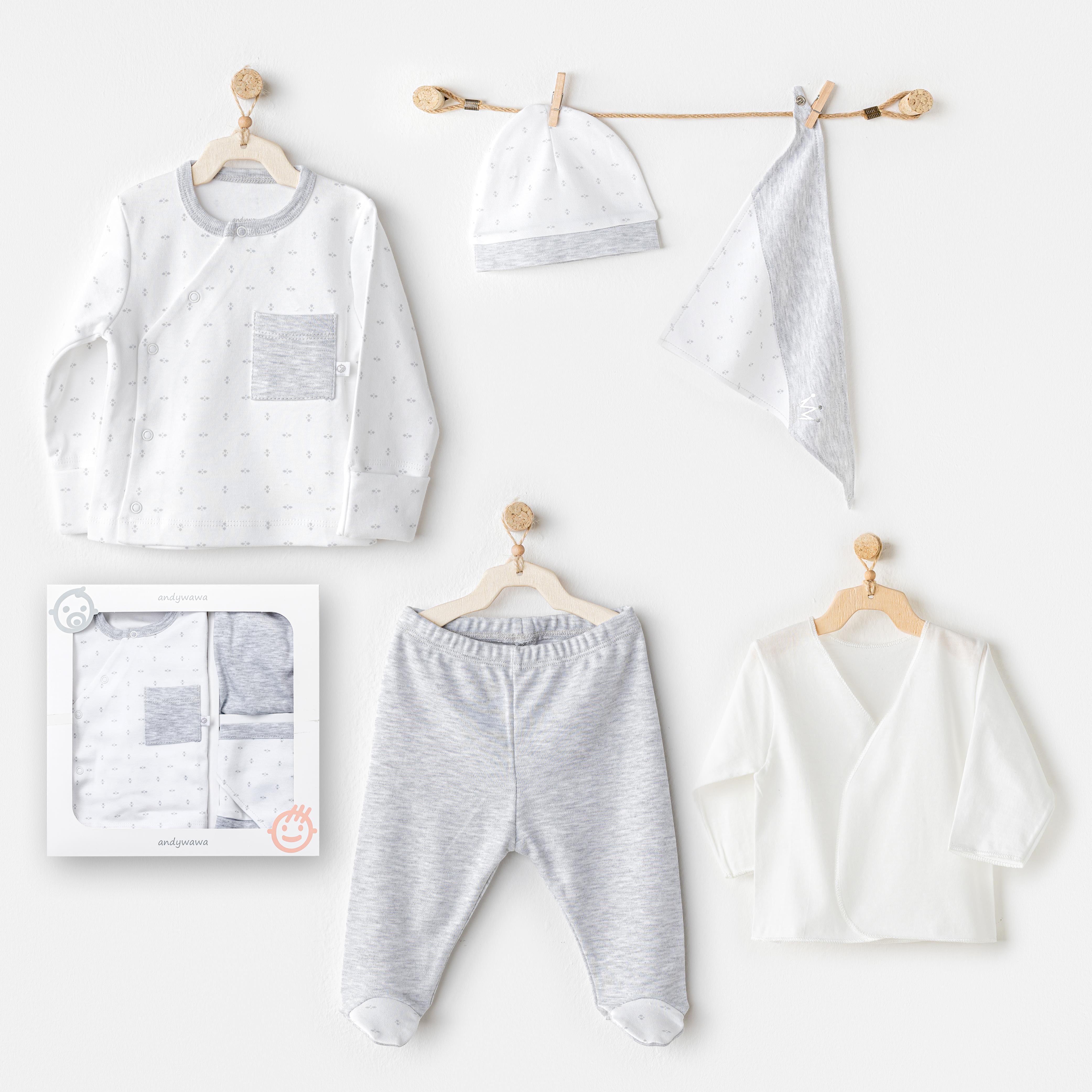ANW-AC24720Erkek Bebek Hastane Çıkışı 5 Parça Newborn Set Wawa Boys AC24720