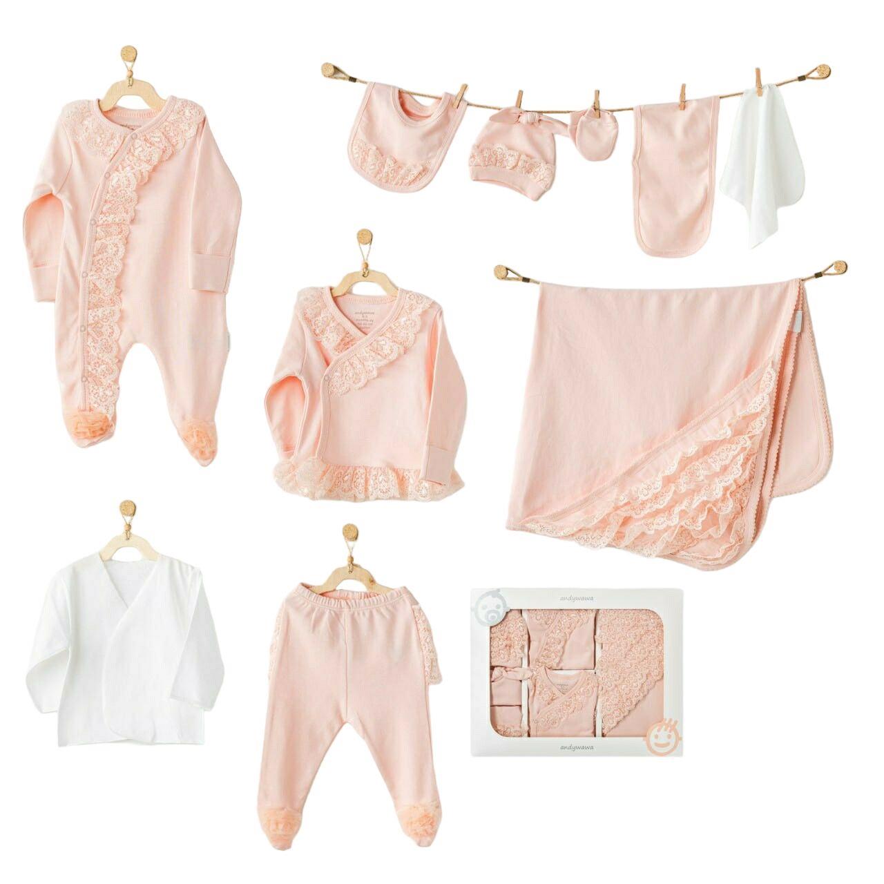 ANW-AC25311Kız Bebek Hastane Çıkışı 10 Parça Newborn Set AC25311