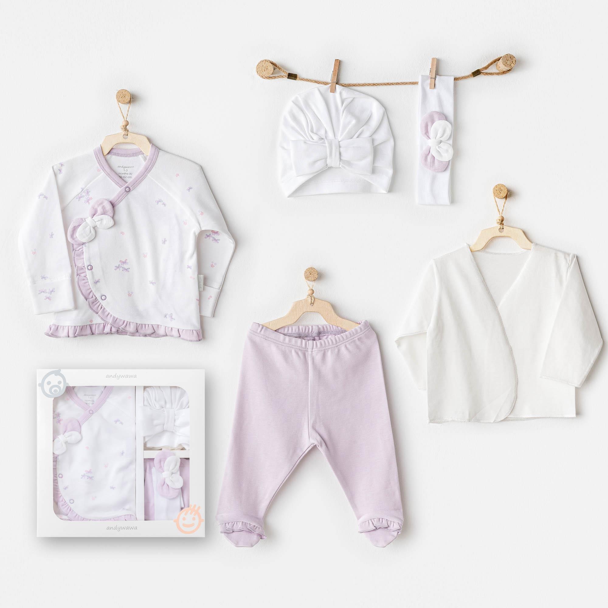 ANW-AC25570Kız Bebek Hastane Çikişi 5 Pcs Newborn Set Magical Butterfly AC25570