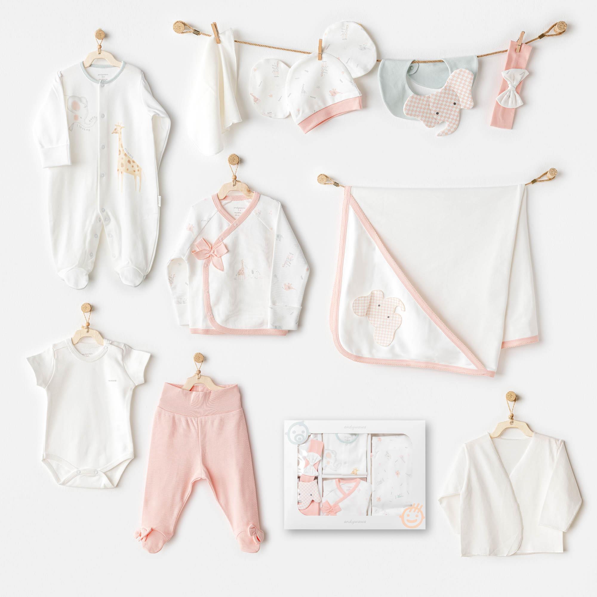 ANW-AC25501Kız Bebek Hastane Çikişi 10 Pcs Newborn Set Love Family AC25501