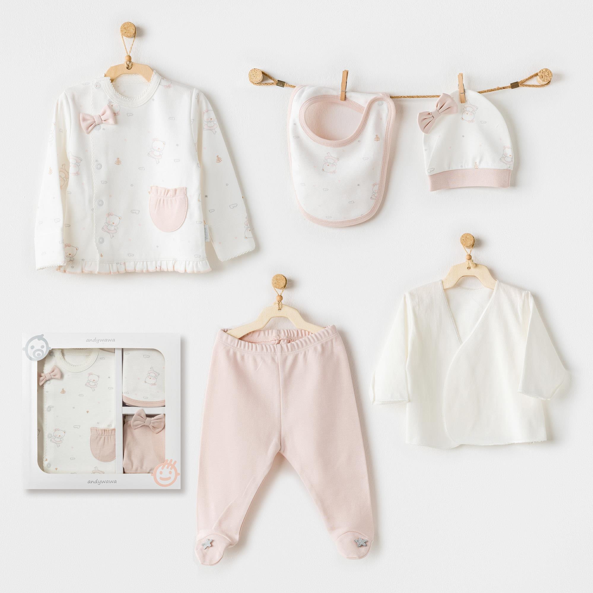 ANW-AC25950Kız Bebek Hastane Çıkışı 5 Pcs Newborn Set Ballerina AC25950