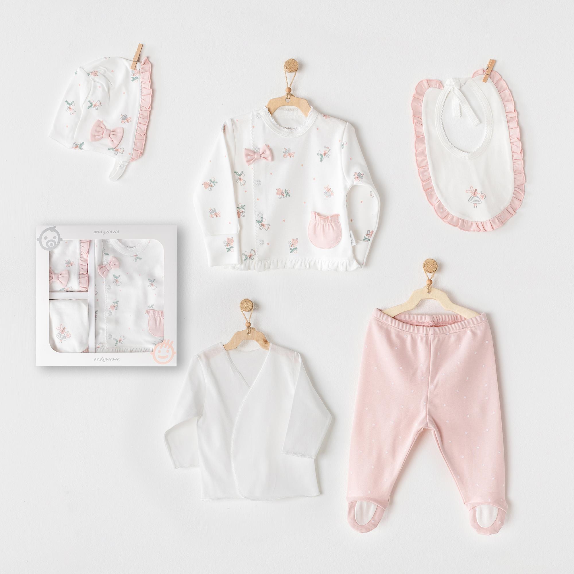 ANW-AC25960Kız Bebek Hastane Çıkışı 5 Pcs Newborn Set Fairy AC25960