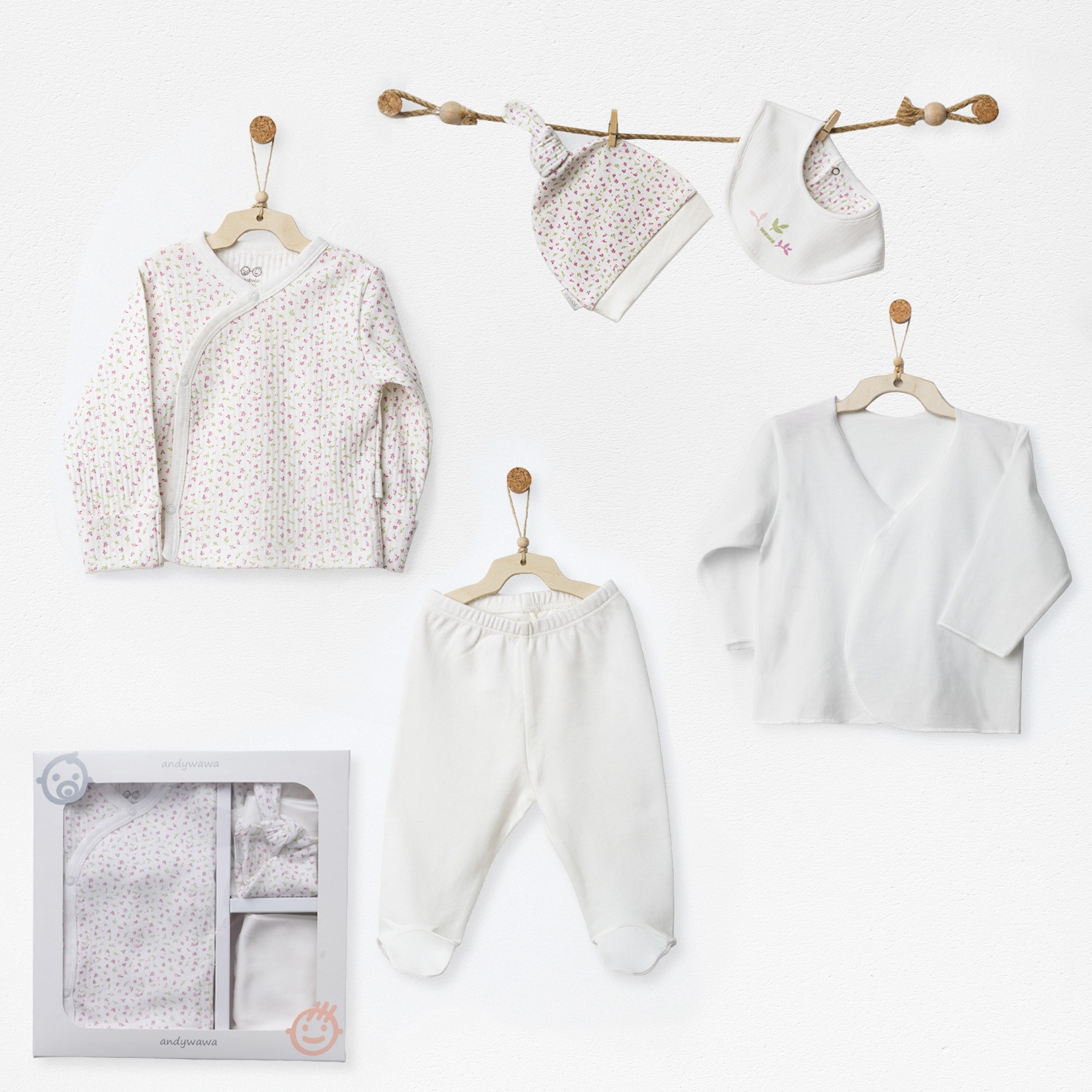 ANW-AC27210Kız Bebek Hastane Çıkışı 5 Parça Newborn Set  Lıttle And Loved ANW-AC27210