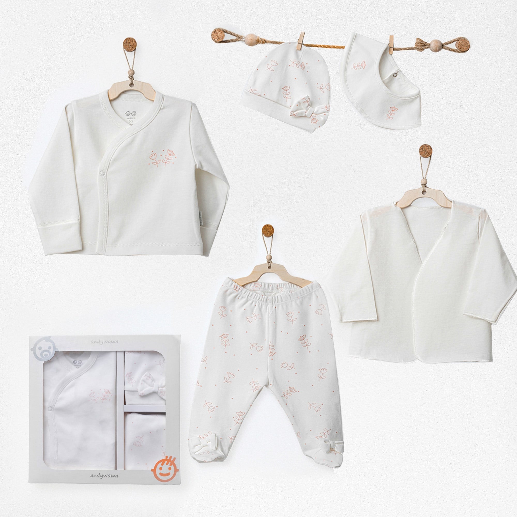 ANW-AC27250Kız Bebek Hastane Çıkışı 5 Parça Newborn Set  Royal Baby ANW-AC27250