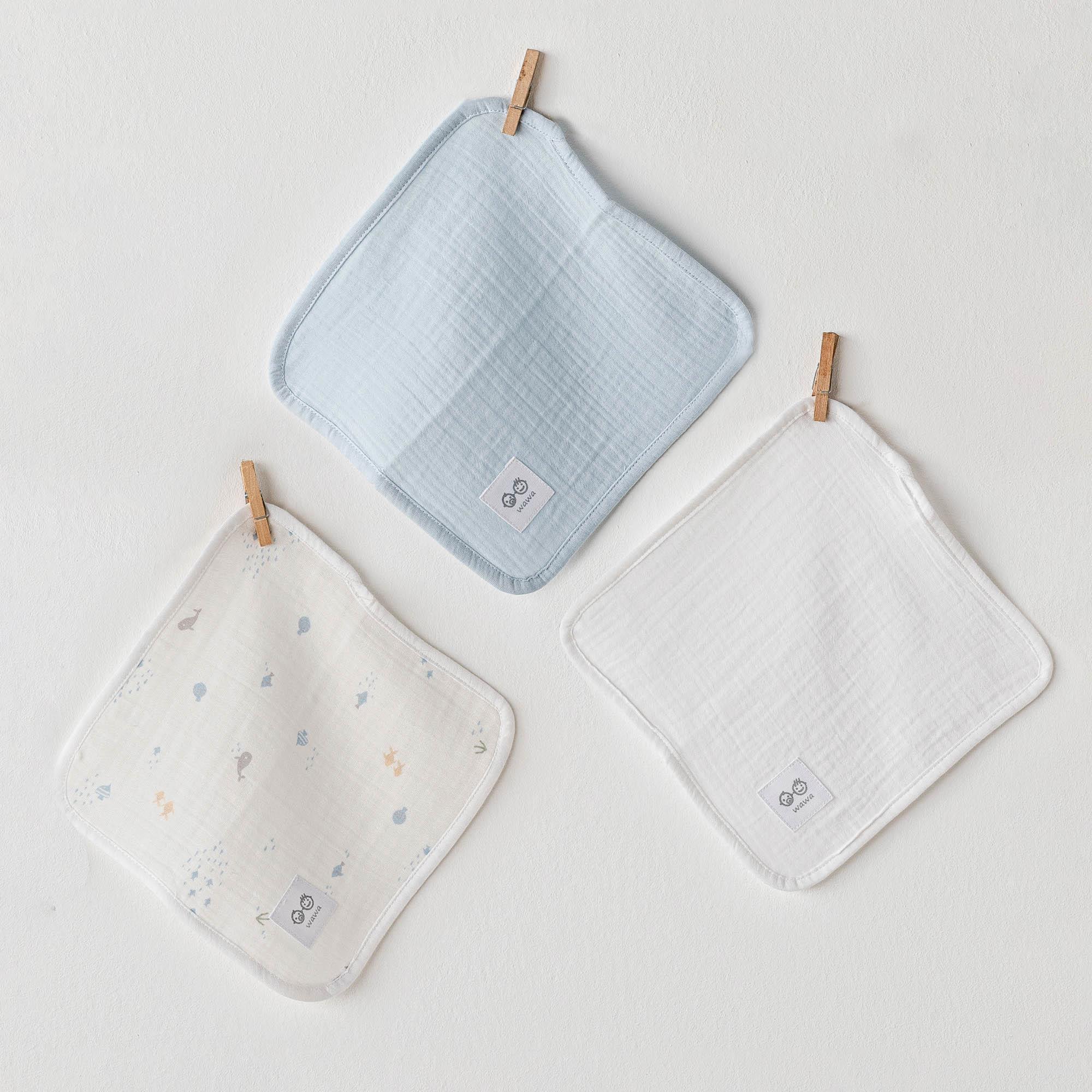 ANW-AC25615Erkek Bebek Ağiz Mendili 3 Parça Washcloths 20x20