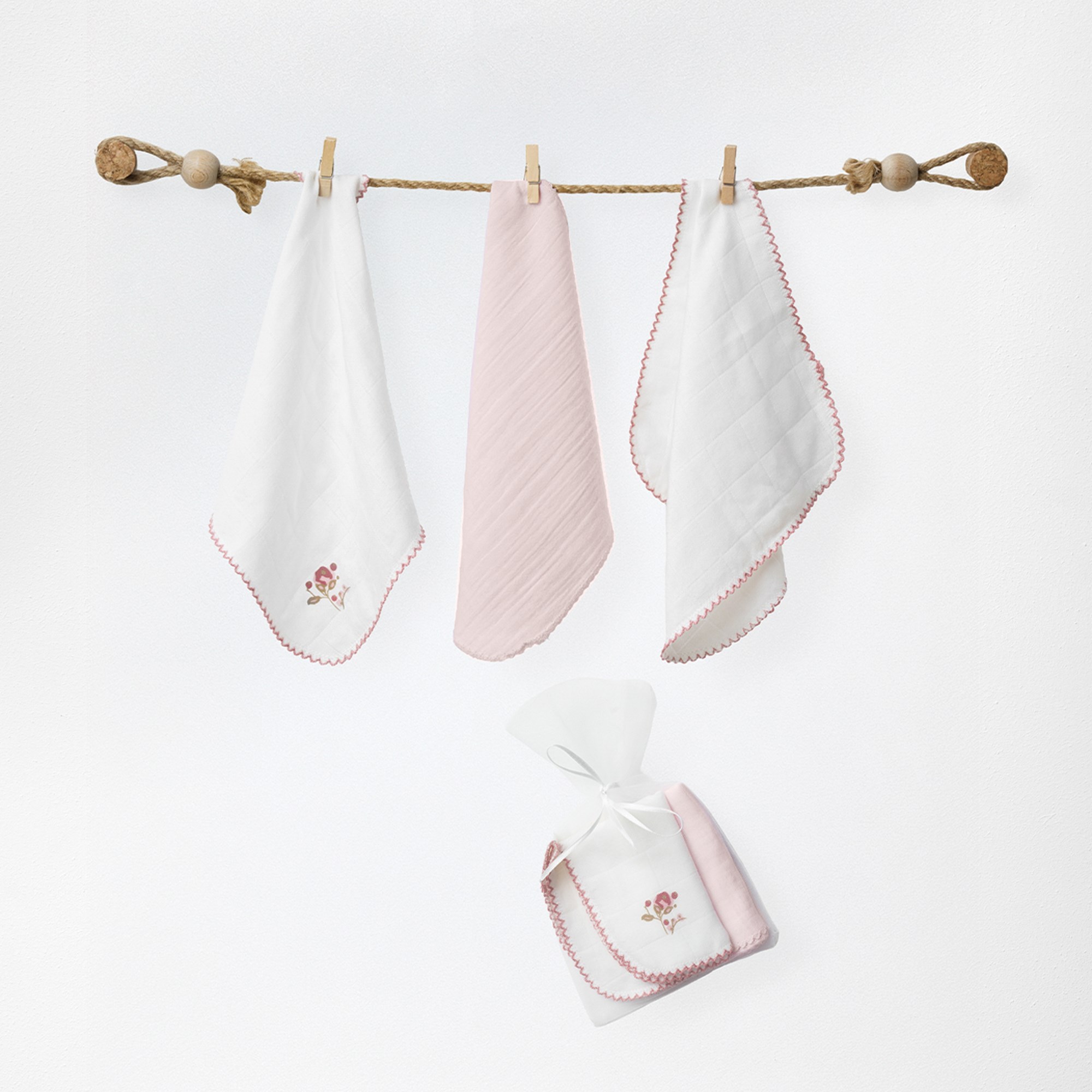 ANW-AC27008Kız Bebek Ağız Mendili 3 Parça Washcloths 20x20 Floral Dreams