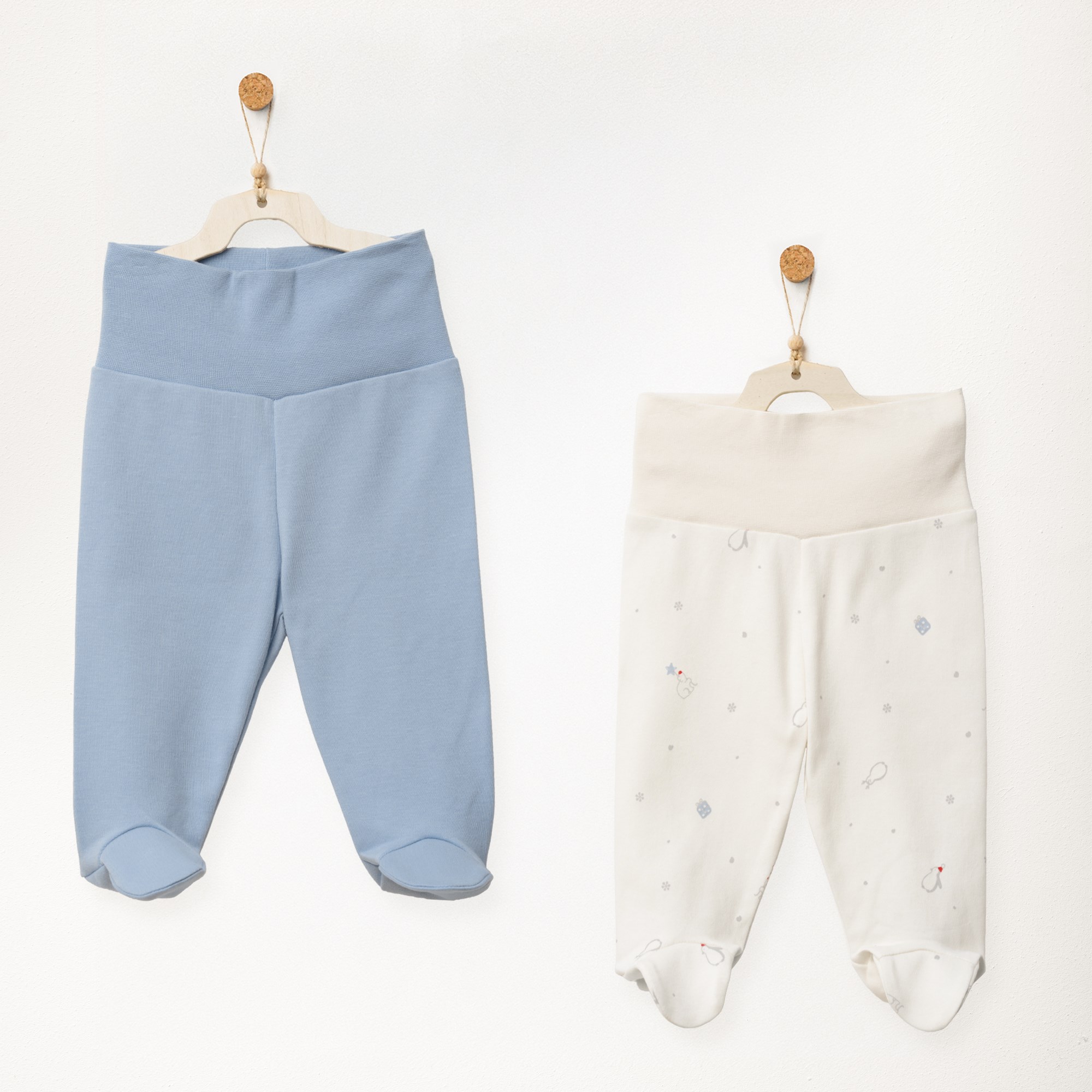 ANW-AC27309Erkek Bebek Patikli Pantolon 2 Pcs Footed Pant Animals ANW-AC27309