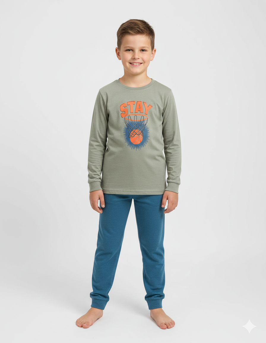 ELM-3101Erkek Çocuk Pijama Takımı Dinazor Desenli ELM-3101