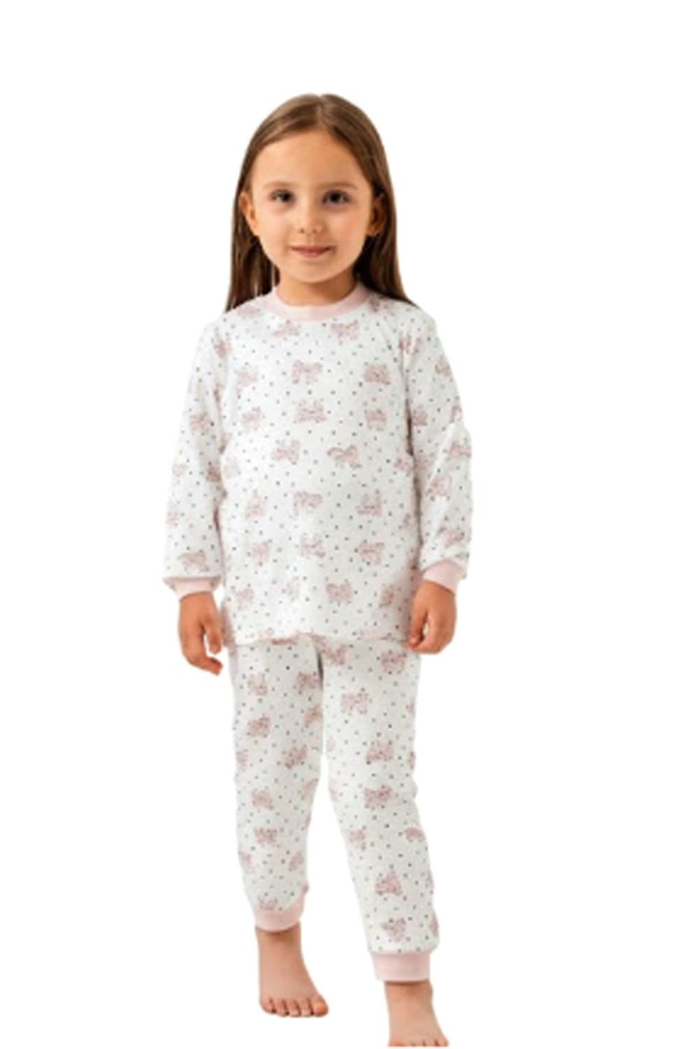 MNW-17522Kız Çocuk Sıfır Yaka Pijama Takım MNW-17522