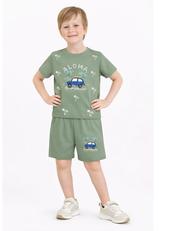 NBK-7252Erkek Çocuk Şortlu Yazlık Pijama Takımı Araba Temalı NBK-7252