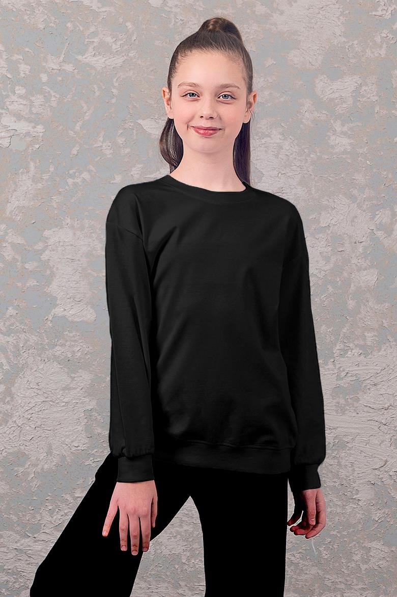 DMB-5927Kız Çocuk Düz Renk Sweat