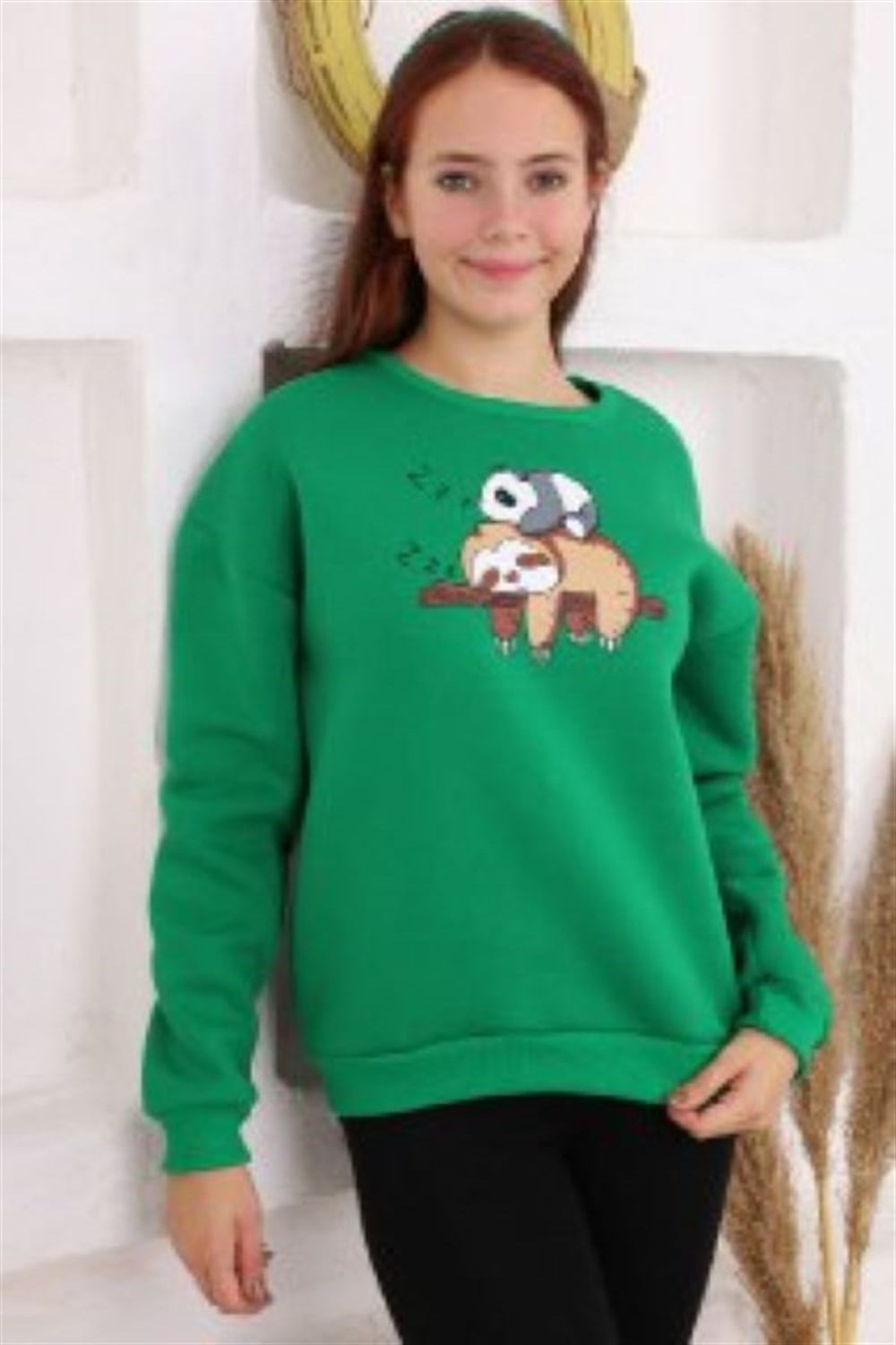 NBK-CRY-1387Name Kids 1387 Unisex Çocuk Kaola Desen Kapşonlu İçi Şardonlu Sweat