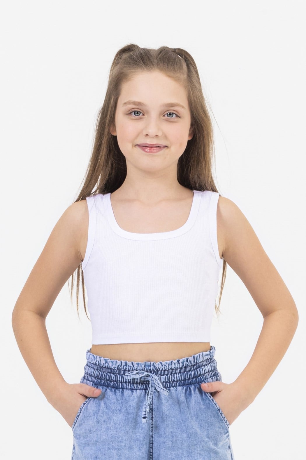 DMB-0161Kız Çocuk Crop Tişört DMB-0161