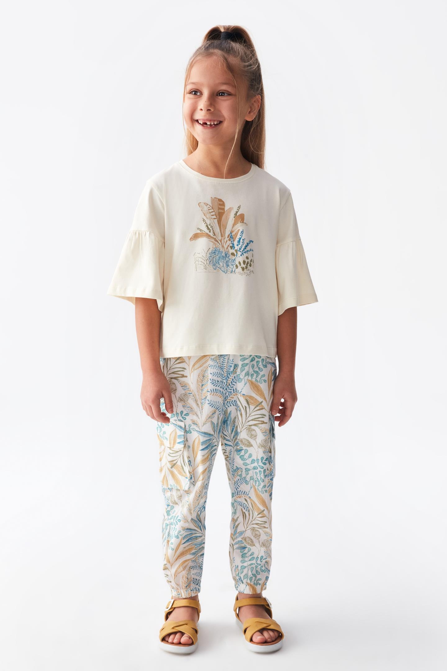 NKY-36562Kız Çocuk Flora Karpuz Kol Bluz 36562