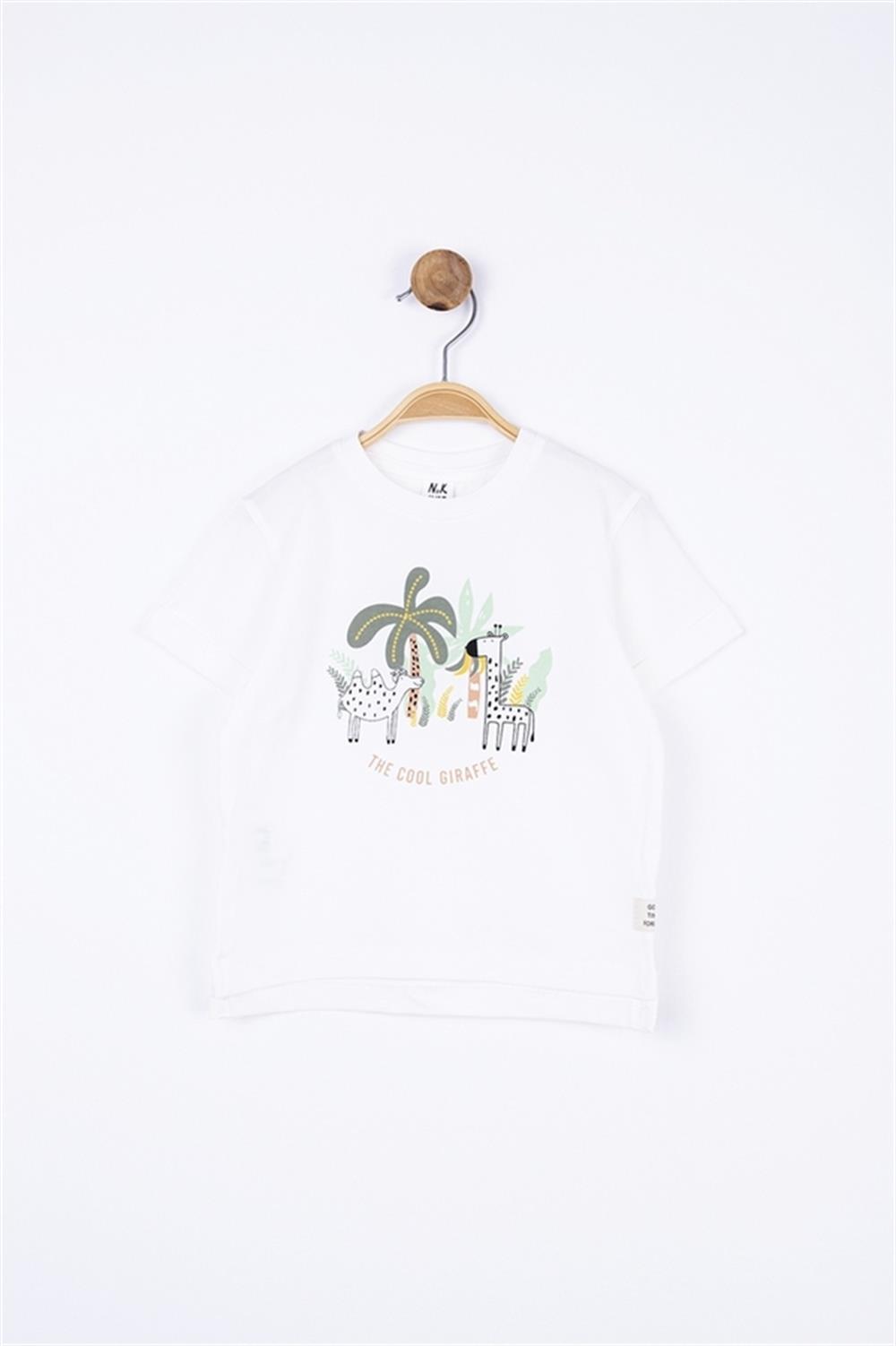 NKY-44601Erkek Bebek Bisiklet Yaka Tshirt
