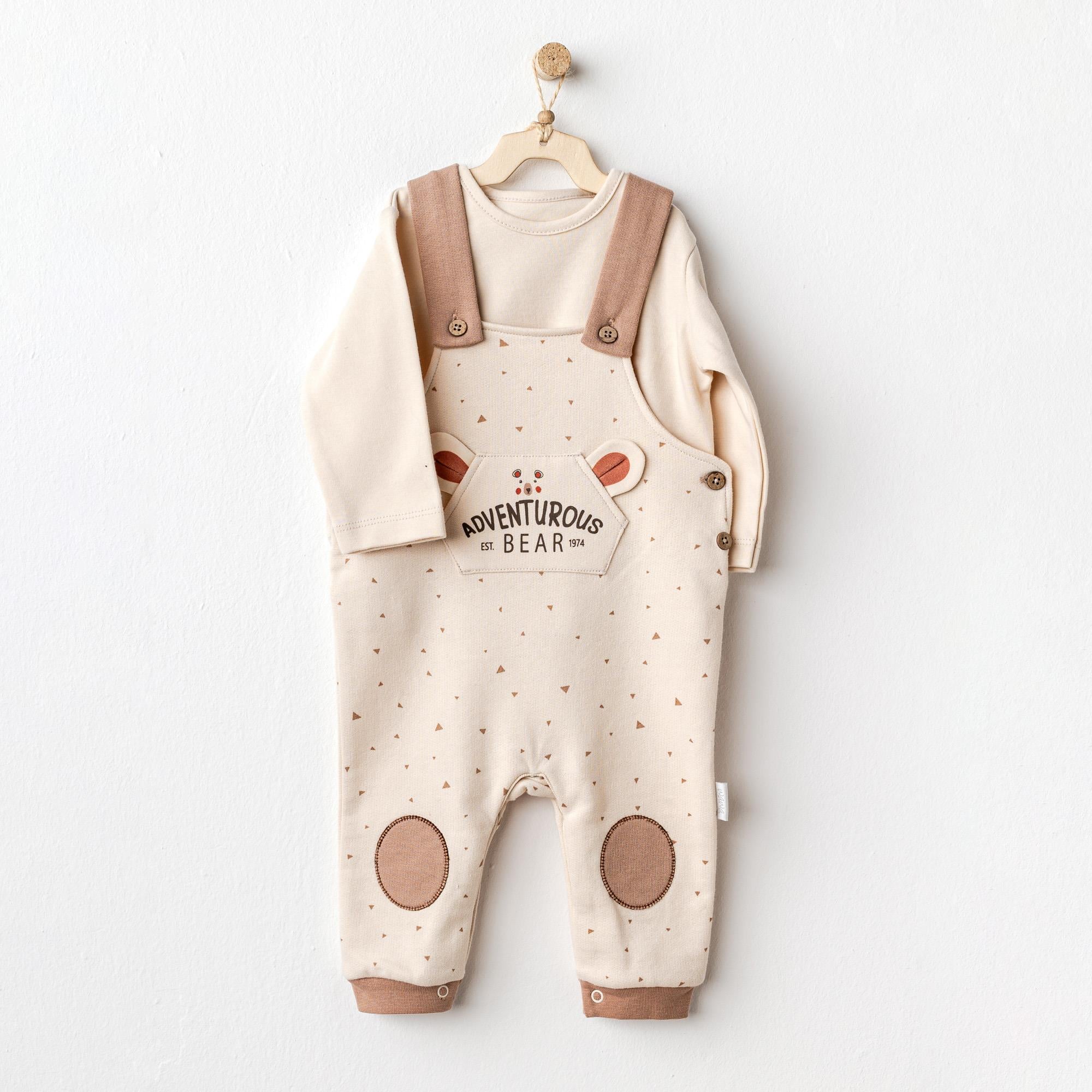 ANW-AC25027Erkek Bebek Salopet Takım Jumpsuit Set Adventurous Bear AC25027