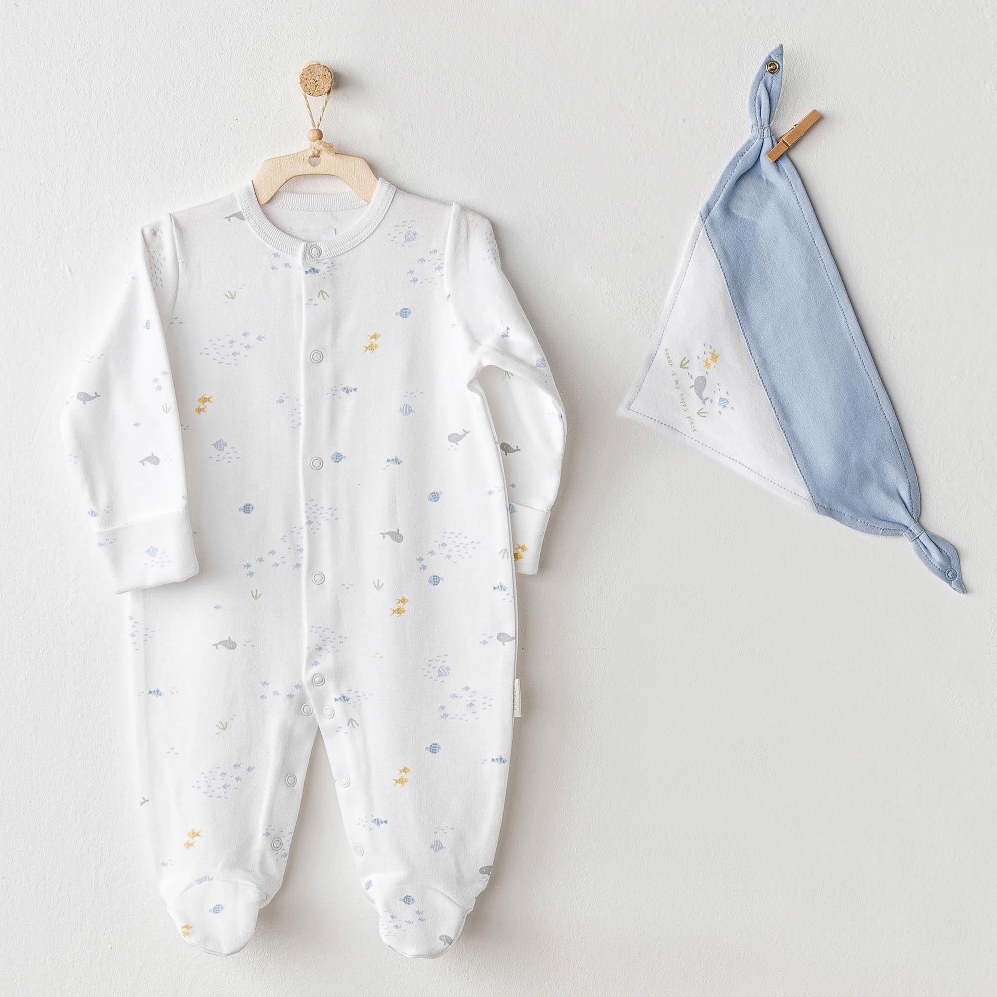ANW-AC25607Erkek Bebek Tulum Takim Romper Bibs Set AC25607
