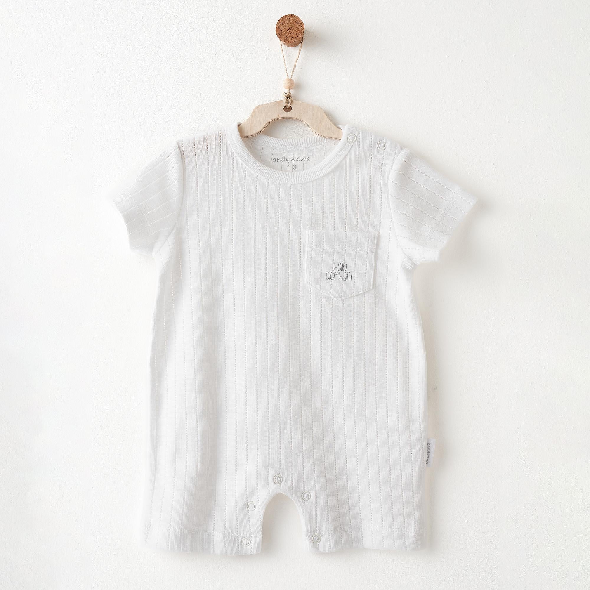 ANW-AC26588Erkek Bebek Tulum Romper Hello Elephant ANW-AC26588